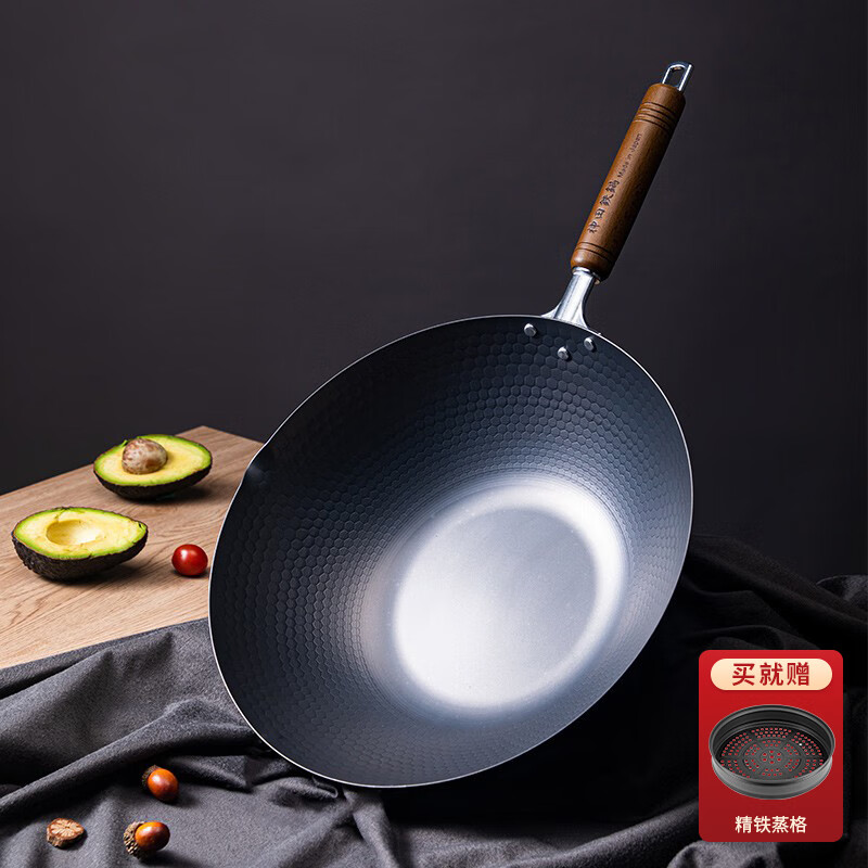 Kanda 神田 窒化槌目纹铁锅炒锅（含锅盖） 30cm 多重优惠折后￥99包邮