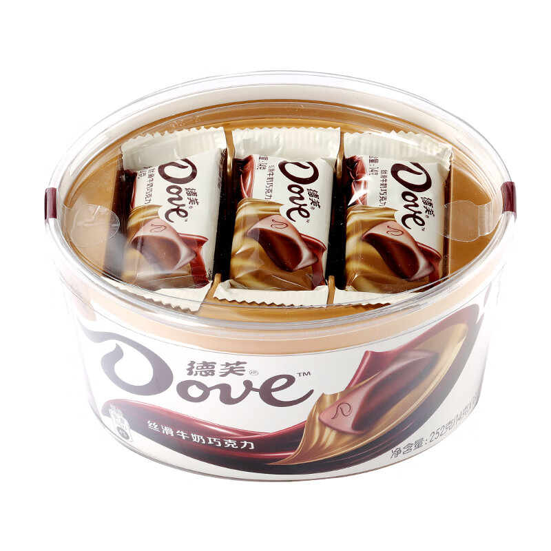 德芙dove巧克力分享碗装 丝滑牛奶巧克力 年货婚庆糖果员工福利 252g