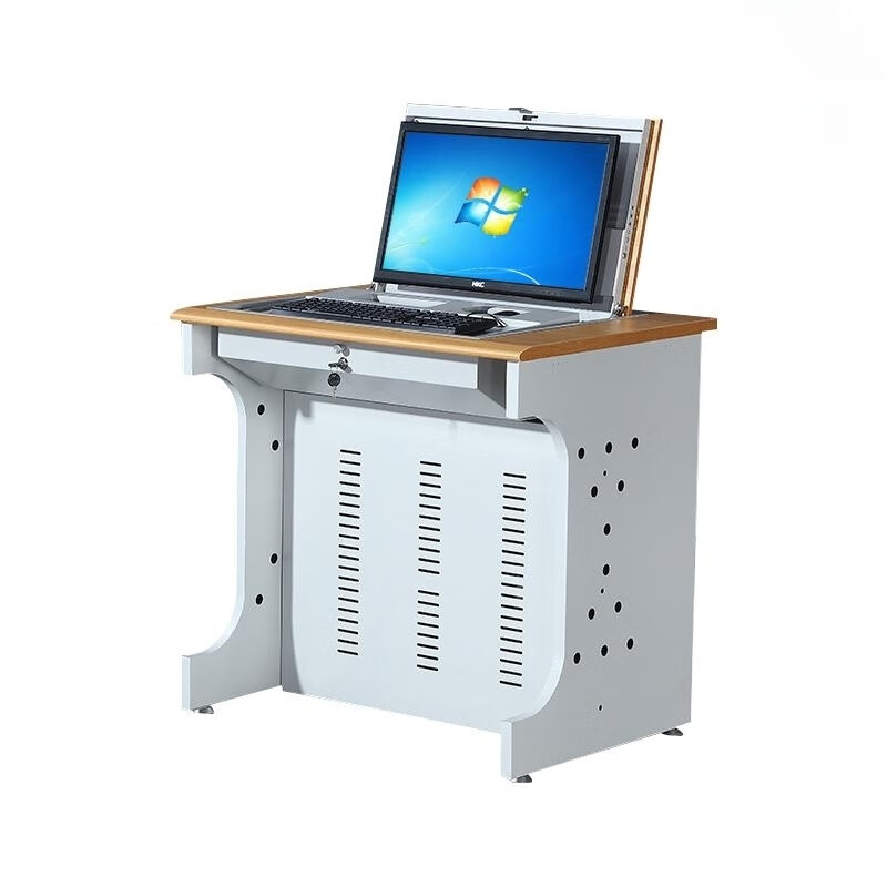 豫皓轩办公桌 0.8米钢木结合翻转桌单位多媒体室电脑桌培训桌