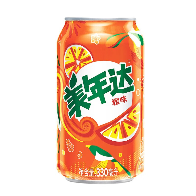 美年达可乐 mirinda 橙味汽水 碳酸饮料整箱 330ml*24听 百事出品 *2