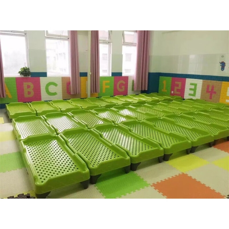 润岚居 折叠床幼儿园床塑料床单人专用午休托管创新叠叠午睡床宝宝