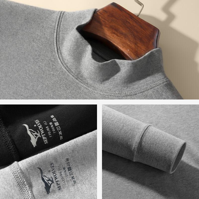 Septwolves 七匹狼 100%纯棉 男式秋衣秋裤内衣套装 百亿补贴￥49.9包邮 圆领、中高领多款多色可选