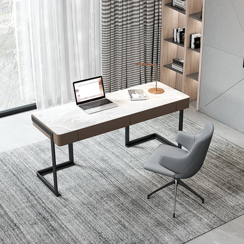 卧室岩板轻奢书桌现代简约家用写字桌办公桌书房极简意式电脑桌 1.2*0.6米书桌