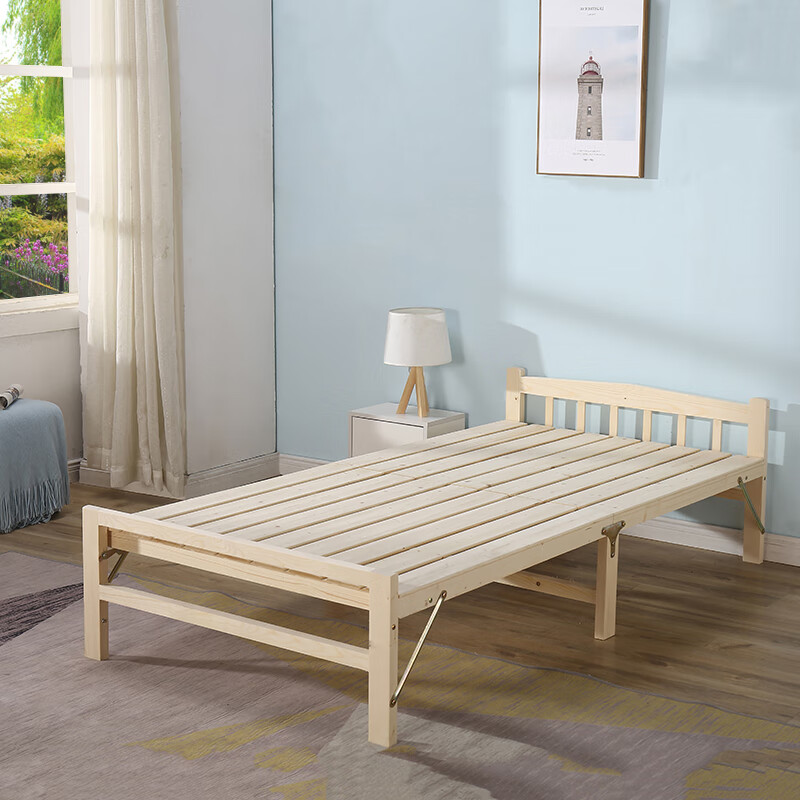 彭友家私实木折叠床单人床午睡床实木板床简易床午休床1米宽pyzd10