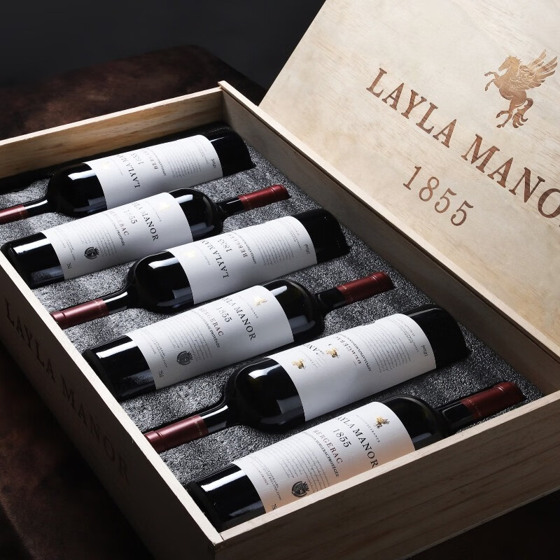 法国进口 Layla Manor 蕾拉 AOP级 14度干红葡萄酒 750mL*6瓶礼盒装 双重优惠折后￥268