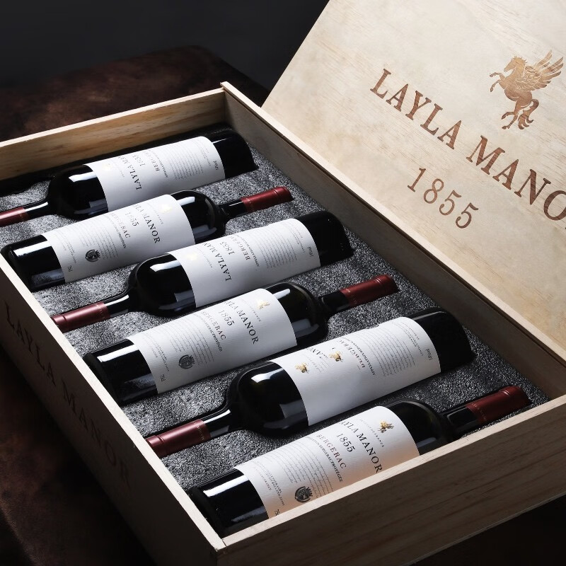 法国进口 Layla Manor 蕾拉 AOP级 14度干红葡萄酒 750mL*6瓶 木箱礼盒装 双重优惠折后￥268