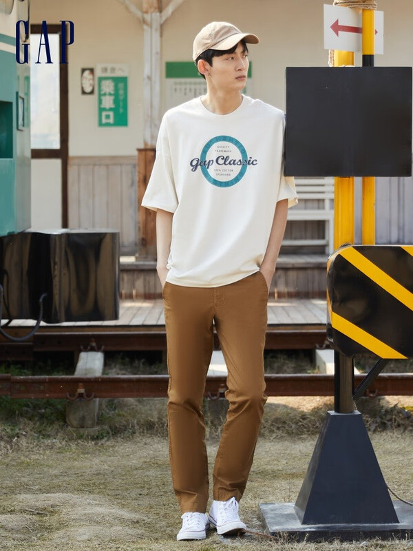 Gap 盖璞 23年夏季款 纯棉 情侣落肩短袖T恤 ￥59包邮 男、女款7色可选