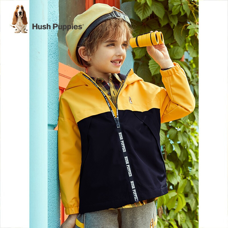 Hush Puppies 暇步士 儿童拼接连帽外套 PLUS会员折后￥168 男、女童105~170cm码多色可选