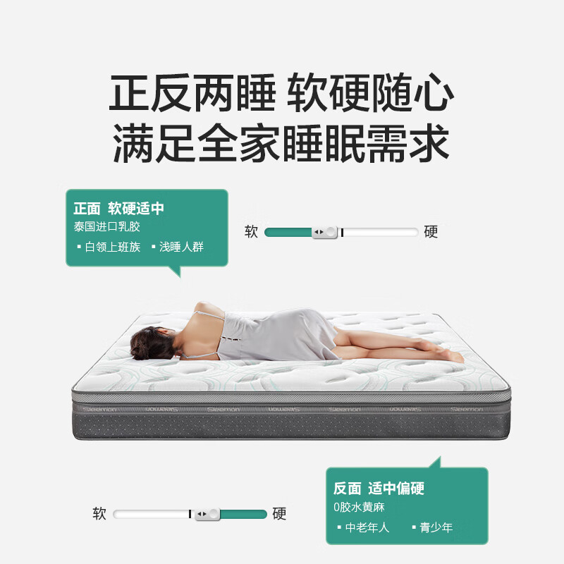 Sleemon 喜临门 光年PLUS 2.0 护脊黄麻乳胶床垫180*200*23cm ¥1779(需100元定金)送乳胶枕*2