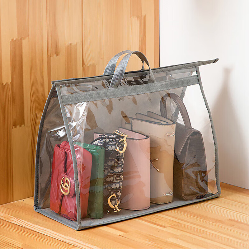 川诺皮包保护袋包包收纳防尘袋悬挂式包包收纳袋透明防水0019灰色XL码 