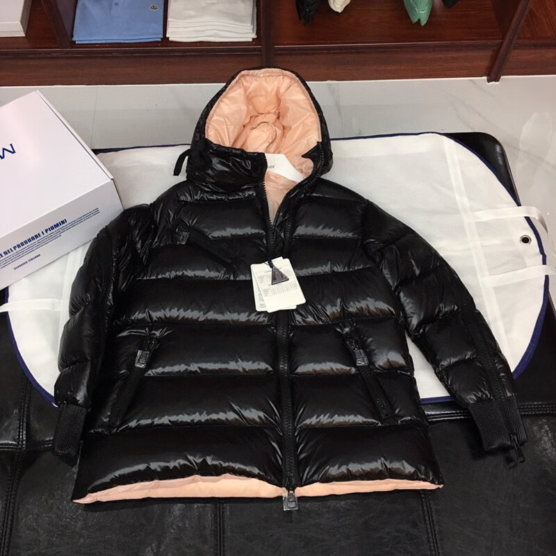蒙口 专柜斜拉链羽绒服女秋冬加厚短款连帽炫彩面包服休闲外套男情侣