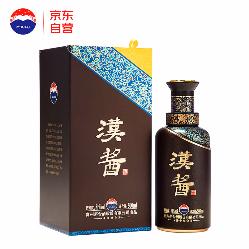 茅台 汉酱酒 51度酱香型白酒 500mL 京东优惠券折后￥329