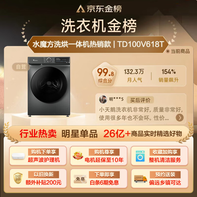详细评测：小天鹅 TD100V618T洗衣机10公斤水魔方评测如何呢？图文实测爆料 心得分享 第1张
