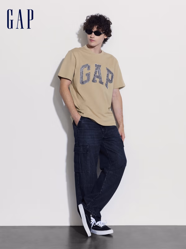 Gap 盖璞 情侣款夏季拼接字母logo短袖T恤 466766  京东优惠券折后￥79包邮