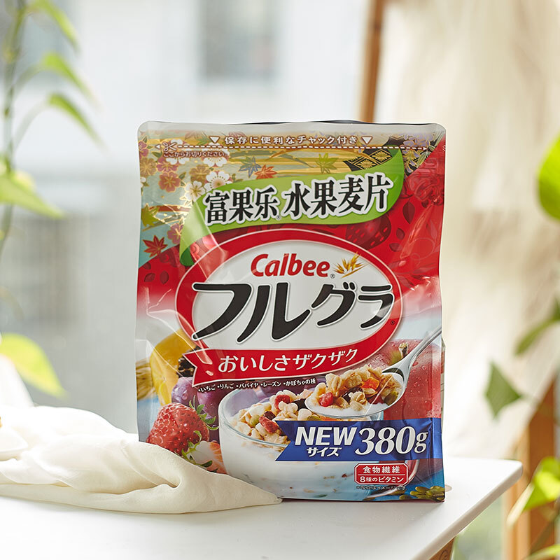 卡乐比calbee 日本进口水果麦片零食 冲饮谷物 营养早餐燕麦片380g *3
