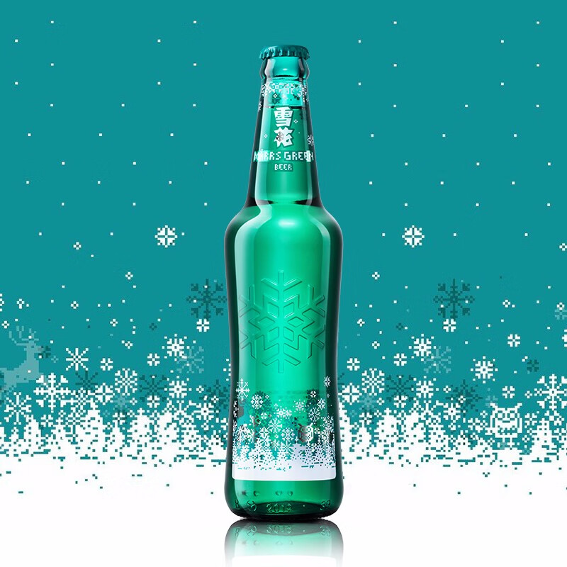 雪花(snow)啤酒马尔斯绿8度455ml瓶*12整箱装