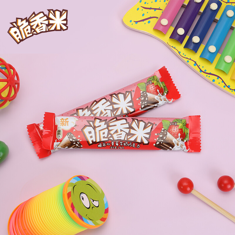 脆香米巧克力清新草莓味脆香米牛奶巧克力24g*24盒装 *3件