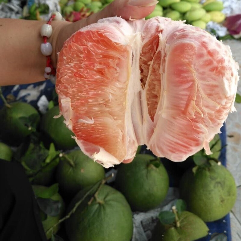 青皮红心柚绿皮红柚大果泰国越南蜜柚绿皮红心柚水果 两个装【图片