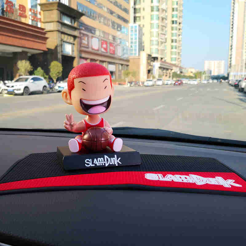 范特西汽车摆件摇头公仔灌篮球高手湘北五虎生日礼物手办停车卡号码牌男 单个摇头樱木+大垫子 通用款摆件