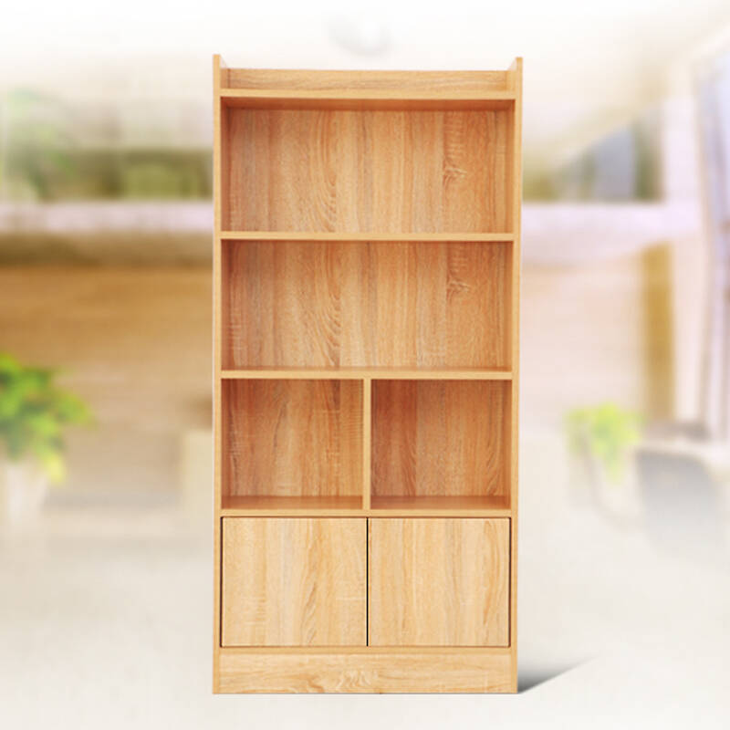 储物柜 带门组合 现代简约书柜书橱置物柜子 书架 枫木色五层