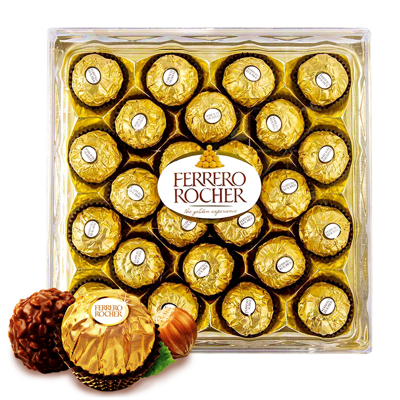费列罗（Ferrero Rocher）意大利进口巧克力24粒装 300g 1盒