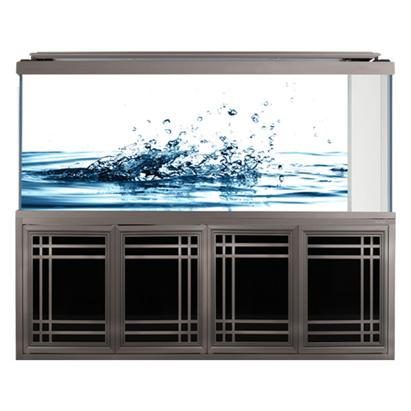 森森鱼缸水族箱大中型底过滤金鱼缸超白玻璃龙鱼缸 英伦灰 新品1.