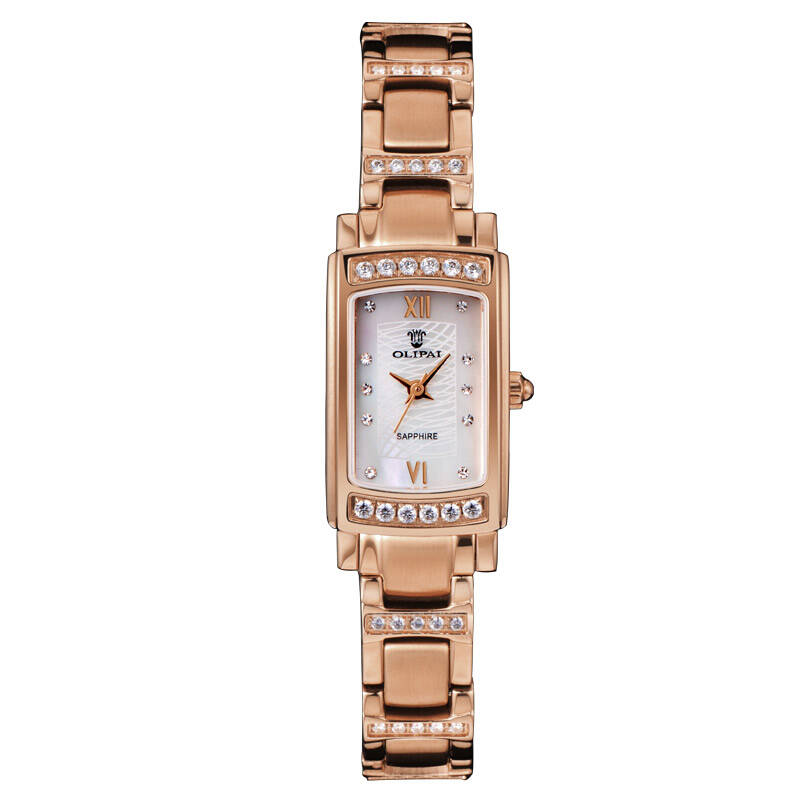 欧力派olipai瑞士手表石英表女表镶钻镀金方形jt2010l-sg-w玫瑰金横钻