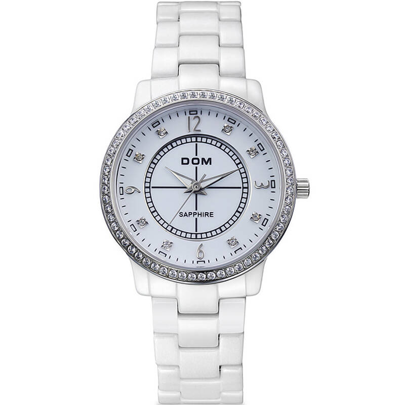 dom新款时尚陶瓷女表 t-558-7m