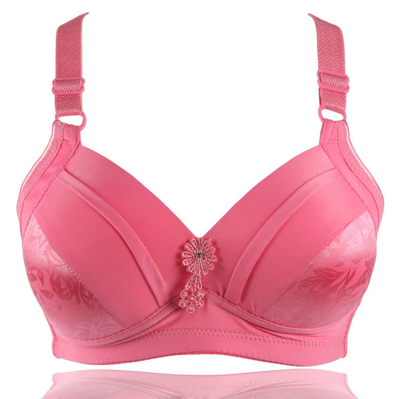 大码薄款光面纯色调整型文胸聚拢无钢圈无痕显胸小全罩杯女士内衣 玫