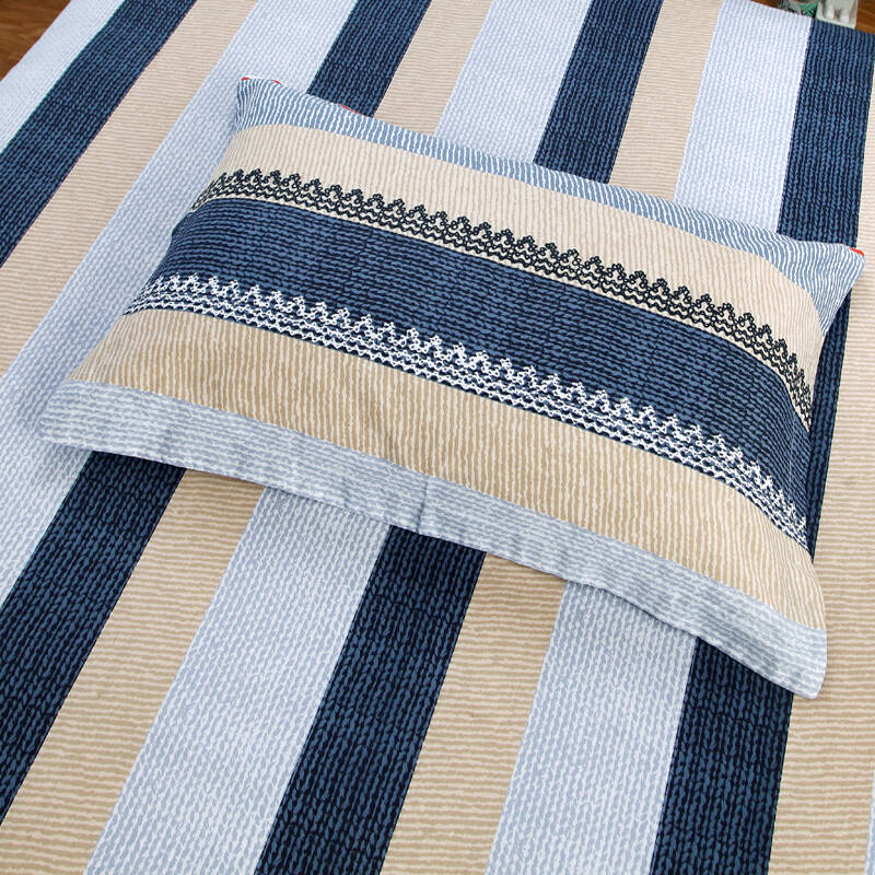 盘丝家纺 简约风 条纹格子 全棉纯棉 床上用品四件套 时尚加厚 1.