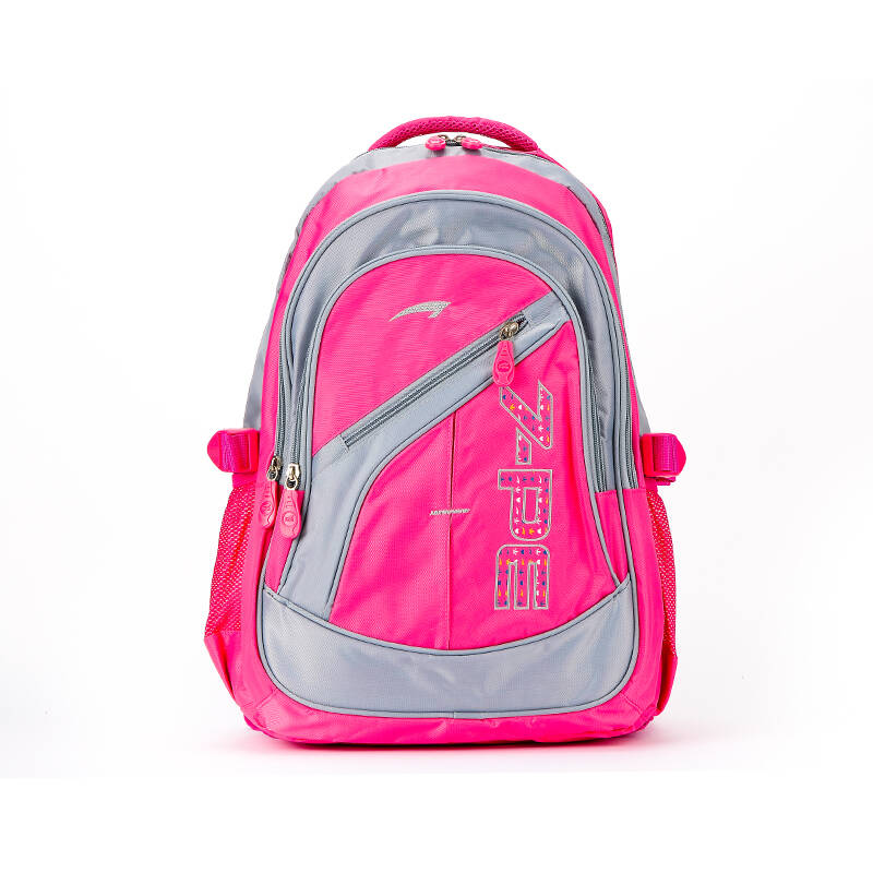 七波辉女童减压青少年学生休闲双肩书包 玫红色