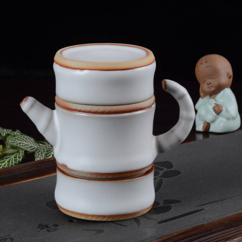 古焱 汝窑快客杯 整套功夫茶具套装开片汝瓷陶瓷个人办公旅行泡茶壶杯