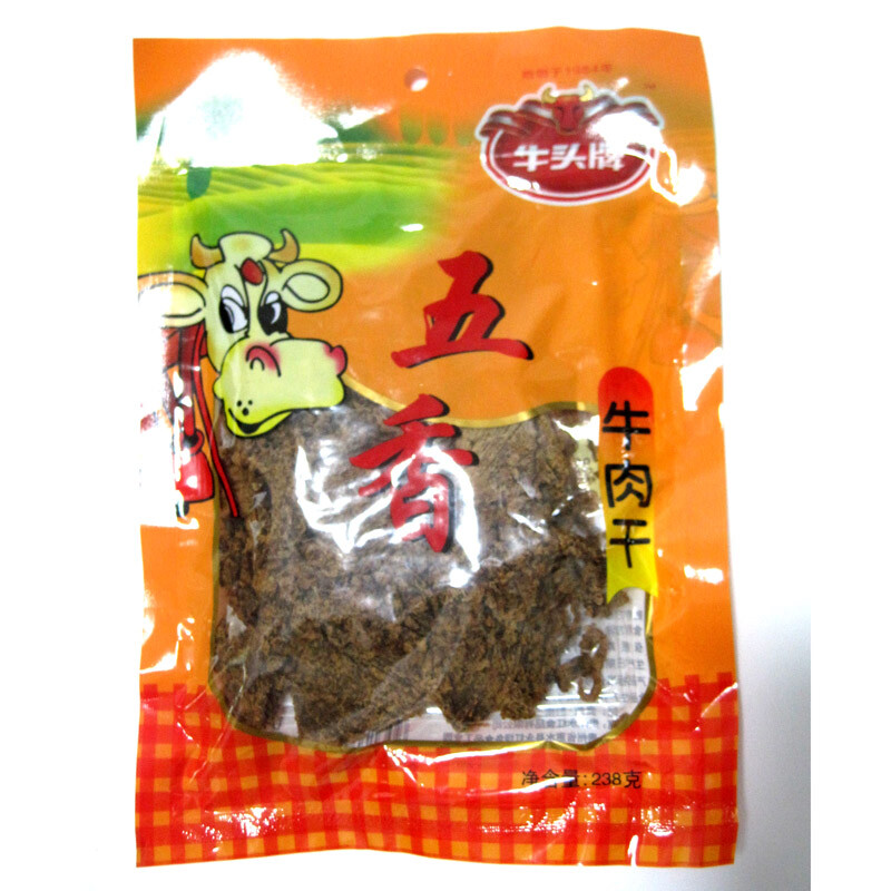 牛头牌 贵州特产牛头牌牛肉干五香牛肉干片状型 238克零食大片牛肉休闲