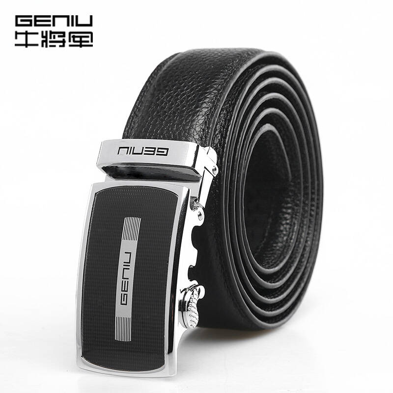 牛将军geniu男士皮带高档头层牛皮腰带真皮皮带男 006款黑色