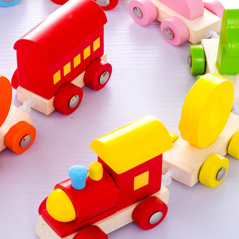 木马智慧 彩色立体数字拖拉小火车 积木拼插益智拼装数字列车玩具