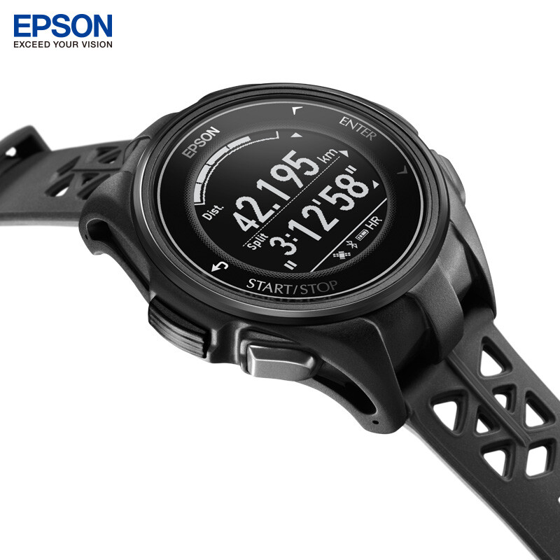 爱普生(epson)户外手表j300游泳防水光电心率手表 电子墨水屏水屏gps