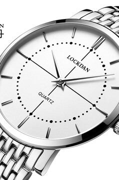 劳卡丹(lockdan)手表男表 超薄时尚男女对表商务休闲皮带防水钢带石英