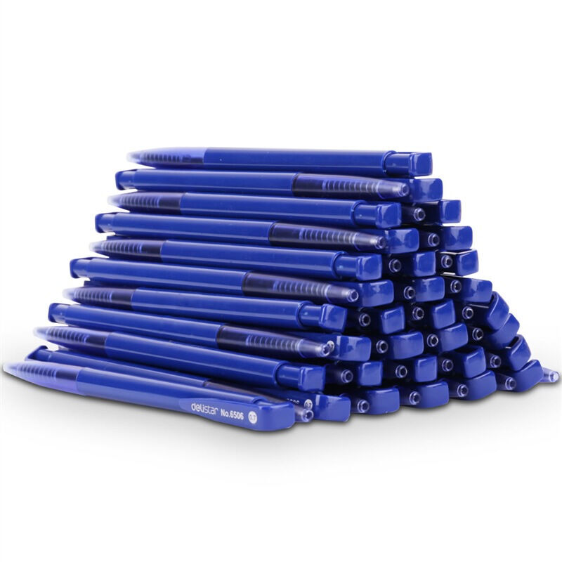 得力(deli)60支蓝色0.7mm按动圆珠笔原子笔 6506