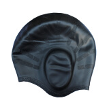 瑞和/R 硅胶护耳泳帽 可防止耳朵进水 防水泳帽 护耳游泳帽 游泳护耳帽 黑色