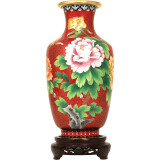 京珐（JINGFA）北京市珐琅厂 铜胎掐丝珐琅 （景泰蓝）12英寸 桶子瓶 红色