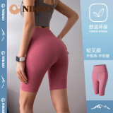 日高（NIKKO）网红瑜伽短裤女性感显瘦健身裤弹力紧身运动五分裤高腰 豆沙粉 S