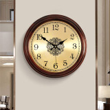 凯恩斯（KAIENSI）挂钟客厅时钟实木外框自动追时智能电波钟钟表欧式挂表家用石英钟 6008A电波自动对时 12英寸(直径30厘米）