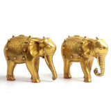 玄众阁 吸水铜象金属象客厅工艺品 纯铜泰国大象摆件一对饰品 花纹象16CM1对