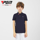 PGM儿童高尔夫服装男童夏季运动短袖T恤青少年高尔夫T恤 YF600-藏青色 XL
