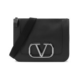 华伦天奴（Valentino）男士皮革SuperVee单肩斜挎包手拿包文件袋黑色 WY2B0B14SFU 0NO