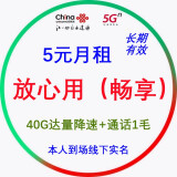 中国联通 5G流量卡全国通用电话卡WIFI无线包月上网卡大流量卡手机卡0月租钉钉卡山楂 5元无限流量达量降速，青岛线下办实名制