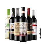 张裕 特选级解百纳干红白甜葡萄酒 6支组合装（含开瓶器） 国产红酒