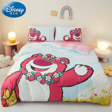 迪士尼（Disney）亲肤四件套 A类磨毛卡通儿童床上用品双人被套床单枕套适用 草莓熊【90%用户选择】 四件套适用于1.5/1.8m床