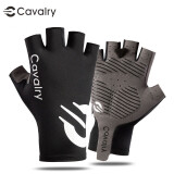 CAVALRY骑行手套户外运动健身训练男女防滑跑步透气自行车半指手套骑行 黑色 S