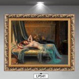 林格印象欧式卧室装饰画床头挂画睡美人横版壁画美式人物油画酒店背景墙画 LP541 60*80厘米